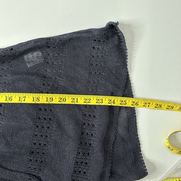 Comme Ca Ism Cardigan Sweater Womens Medium Blue Linen Open Knit Beachy - Picture 9 of 10